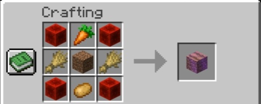 1x Karotte / 1x Kartoffel / 2x Weizen / 4x Redstone Block / 1x Erde